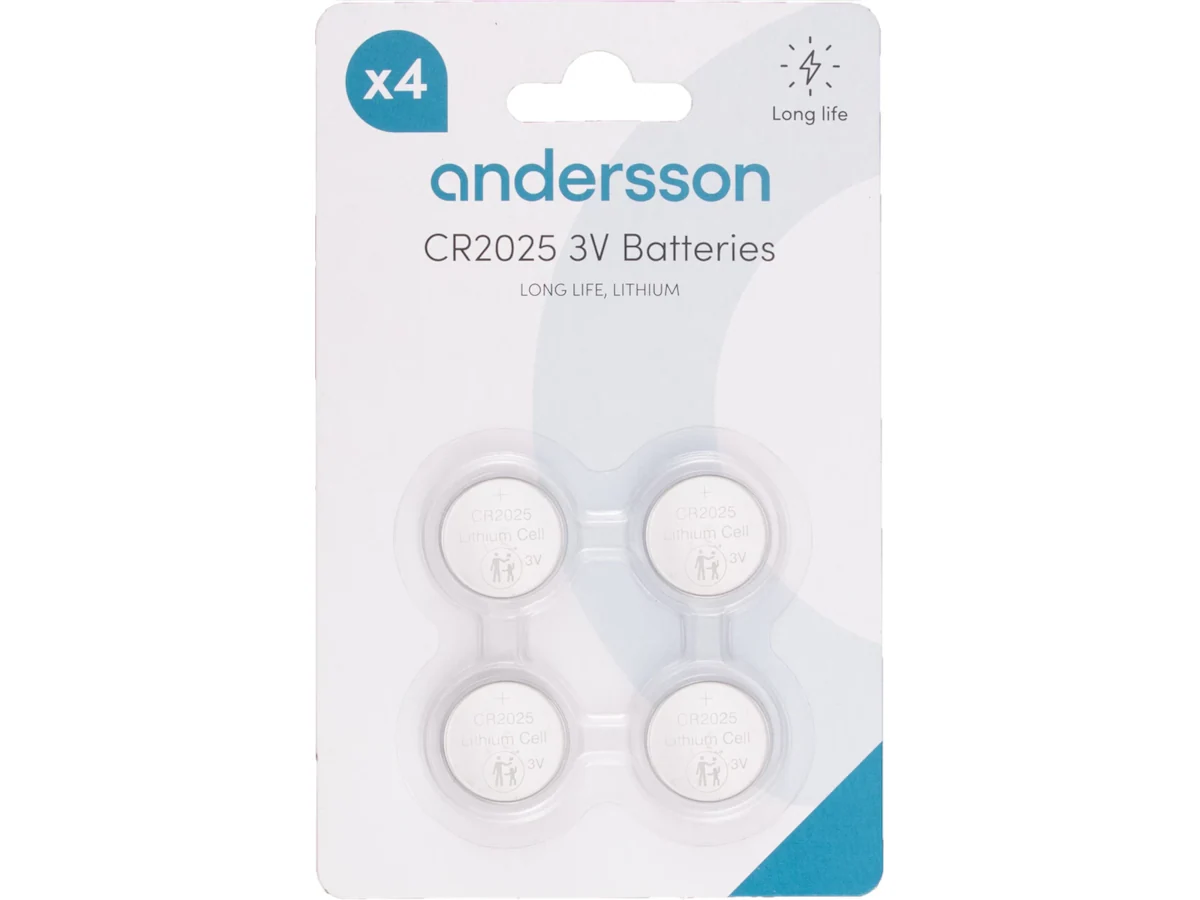 Andersson knappcellsbatterier CR2025 litiumbatterier 4-pack