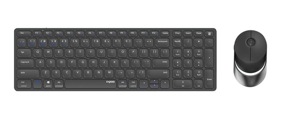 RAPOO Tangentbord/Mus Set 9750M Multi-Mode, RF/Bluetooth - Mörkgrå, bild 2