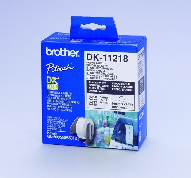 Brother DK-11218, rund etikett ø24mm, vit, 1000 st, bild 3