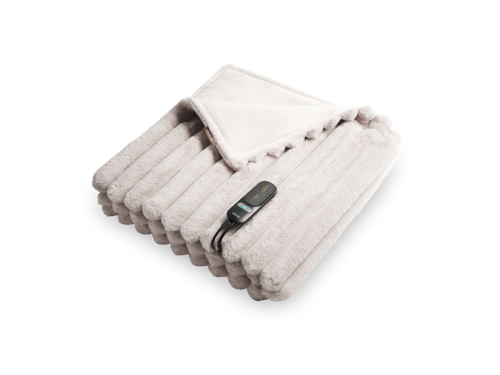 DUUX - Yentl Overblanket - Stripped Rabbit Faux Fur - Gray - 200x200 cm, bild 2