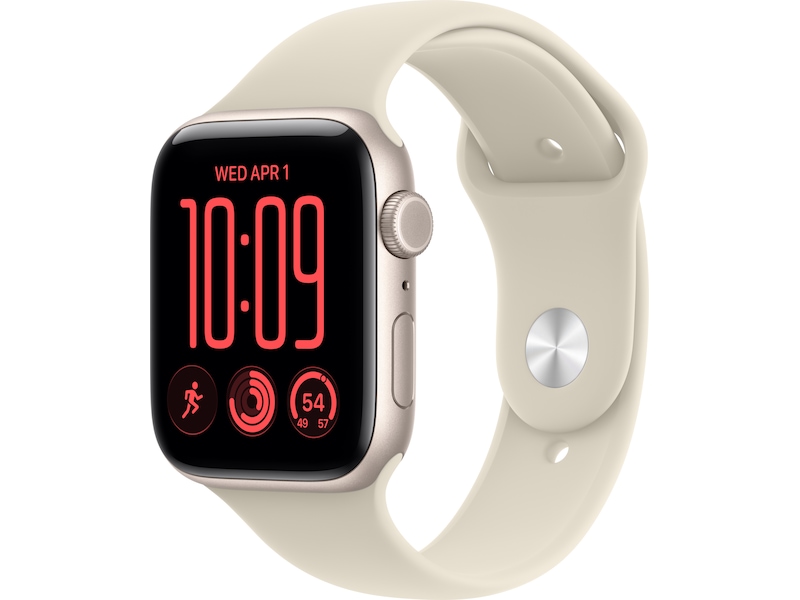 Apple Watch SE 3 GPS + Cellular 44 mm stjärnglans aluminium, sand Sportband - M/L, bild 3