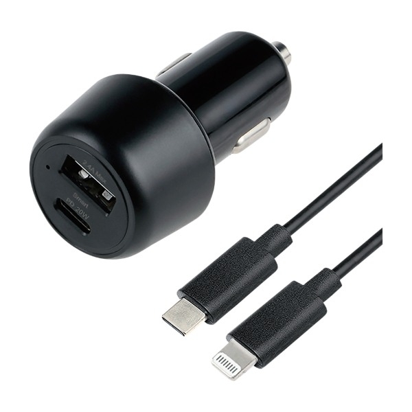 Dacota Platinum Snabb Billaddare 2 PortarUSB-C - Lightning 1M 20/12 W, svart