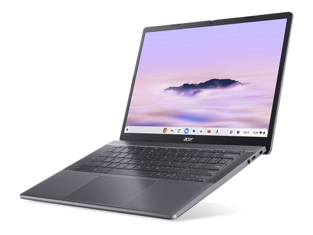 Acer Chromebook Plus 514 CBE574-1T - AMD Ryzen 3 - 7320C / upp till 4.1 GHz - Chrome OS - Radeon 610M - 8 GB RAM - 128 GB SSD - 14 IPS pekskärm 1920 x 1200 - Wi-Fi 6E - stålgrå - kbd: Nordisk