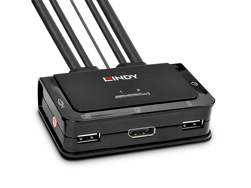 Lindy 42344 KVM-switch 2 portar DisplayPort 1.2 4096 x 2160 60 Hz