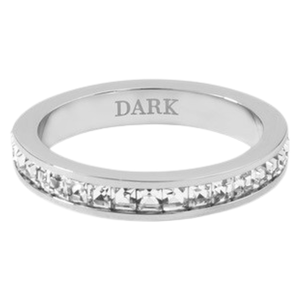 DARK Crystal Ring Broad Silver Size 3