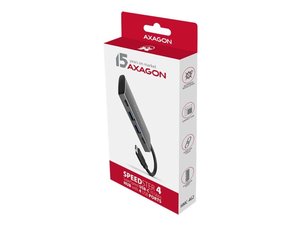 AXAGON HMC-4G2 SPEEDSTER 4 - Hubb - 4 x USB 3.2 Gen 2 - skrivbordsmodell