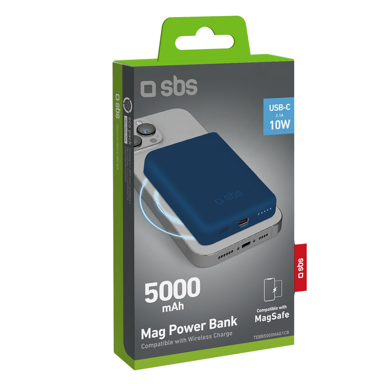 Powerbank SBS TEBB5000MAG1CB 5000 mAh kompatibel med MagSafe - blå, bild 2