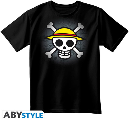 One Piece Straw Hat Pirates Classic Skull Logo T-Shirt Svart (Small)