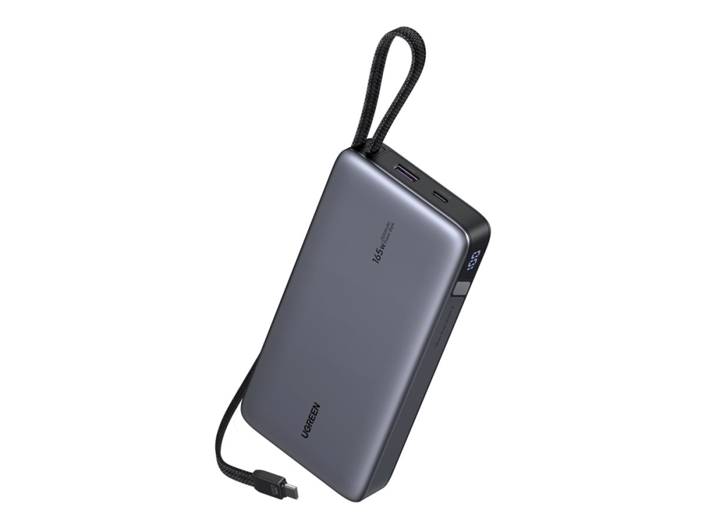 Ugreen Nexode - Power bank - med inbyggda USB-C-kablar - 25000 mAh - 165 Watt - Strömmatning 3.1, QC, UFCS, Power Delivery 3.0 + PPS, Ultra Fast Charge - 3 utdatakontakter (USB, USB-C)