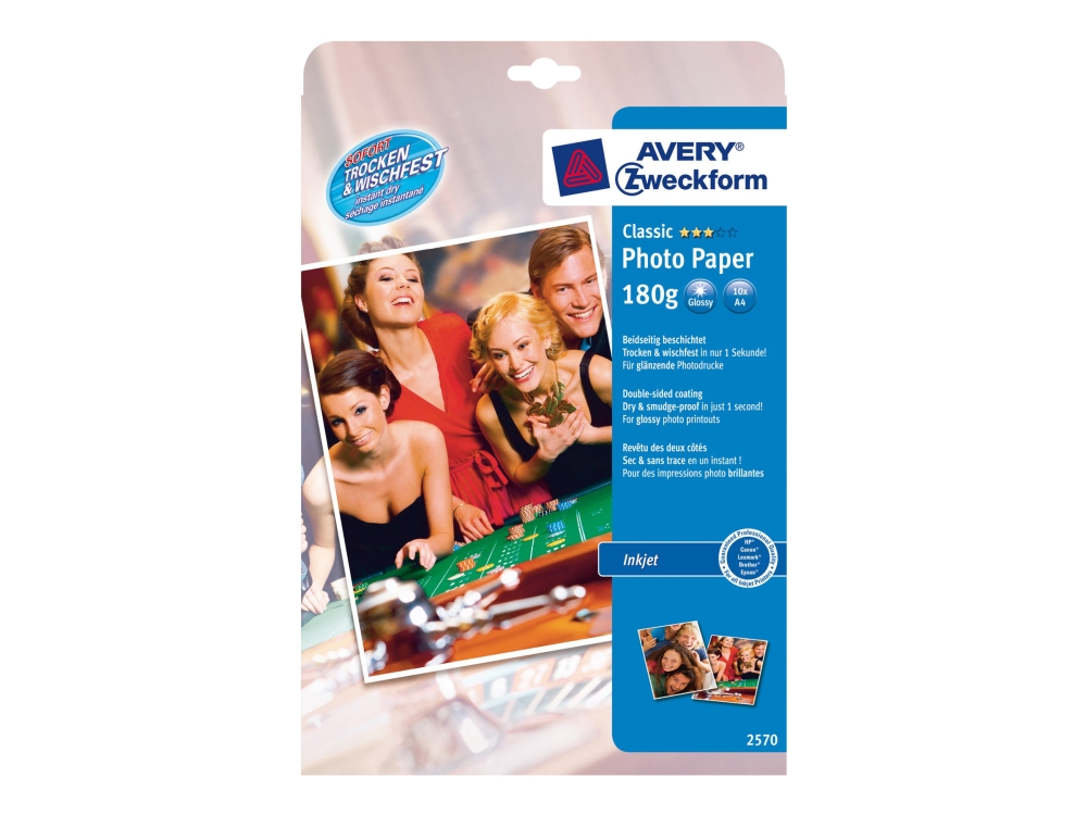 Avery Premium Instant DRY 2570 - Blank - vit - A4 (210 x 297 mm) - 180 g/m² - 10 ark fotopapper