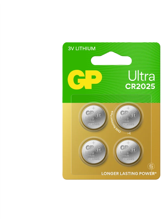 GP Ultra Lithium Cell Battery CR2025, 3V (4-pack)