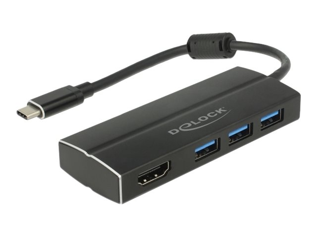 Delock USB-C-hubb med 3x USB-A, 1x HDMI, 5 Gbps, 4K @ 30Hz
