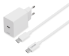 Deltaco USB-C PD Wall Charger 20 W incl USB-C Cable - Vit Väggladdare med USB-C kabel