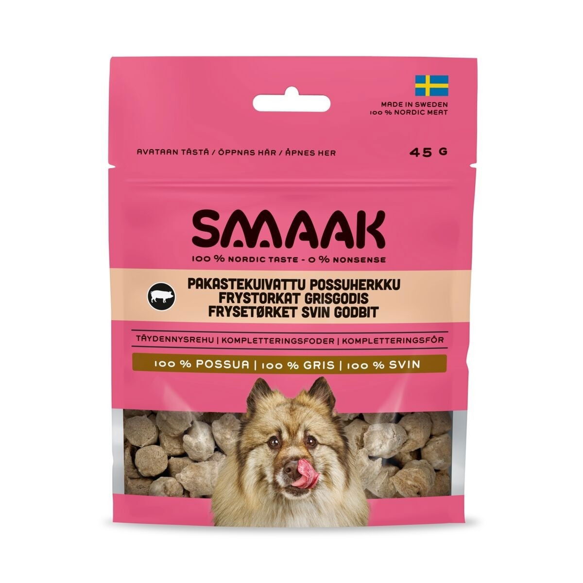 SMAAK Dog Frystorkat Hundgodis Gris 45 g