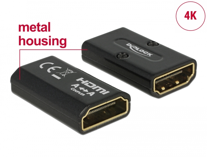 Könbytare HDMI hona till hona, DeLOCK, guldpläterad - Svart, bild 3