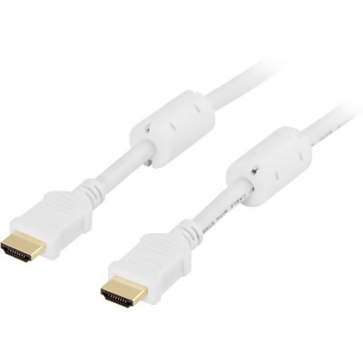 DELTACO HDMI-1030A - HDMI-kabel med Ethernet - HDMI hane till HDMI hane - 3 m - vit