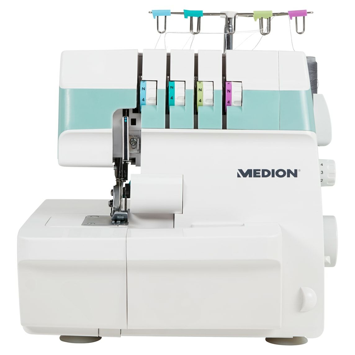 Medion LIFE® MD19169 SO90 overlockmaskin, vit/turkos