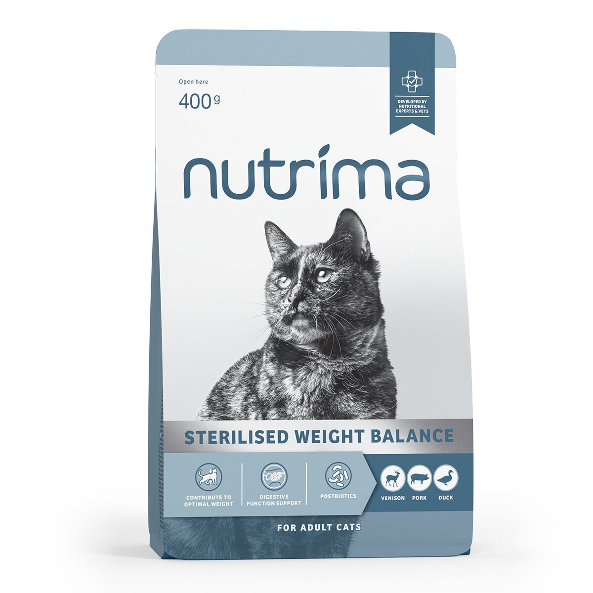 Nutrima Cat Adult Sterilised Weight Balance Venison, Pork & Duck Torrfoder till Katt 400g