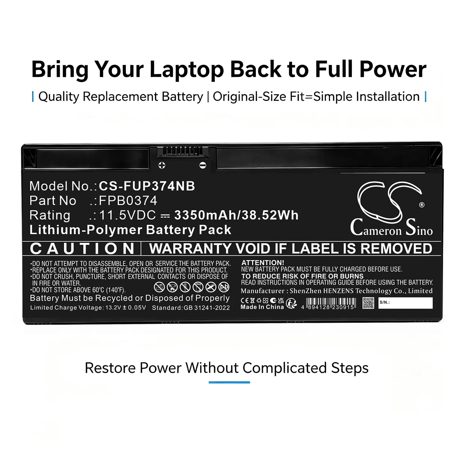 Batteri till Laptop, Bärbar dator för Fujitsu FMVQH04001, Lifebook U3114X m.fl.