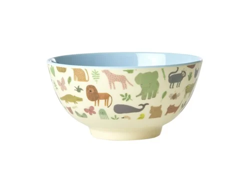 Rice - Melamine Bowl Medium 700 ml Dusty Blue Sweet Jungle Print, bild 2
