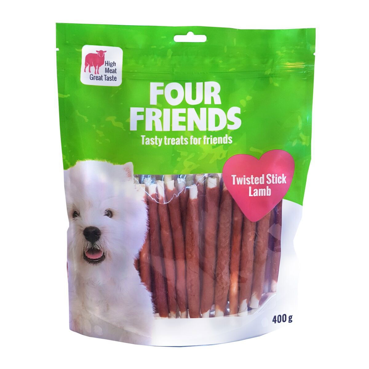 FourFriends Dog Twisted Stick Lamb 12,5 cm 40 pack